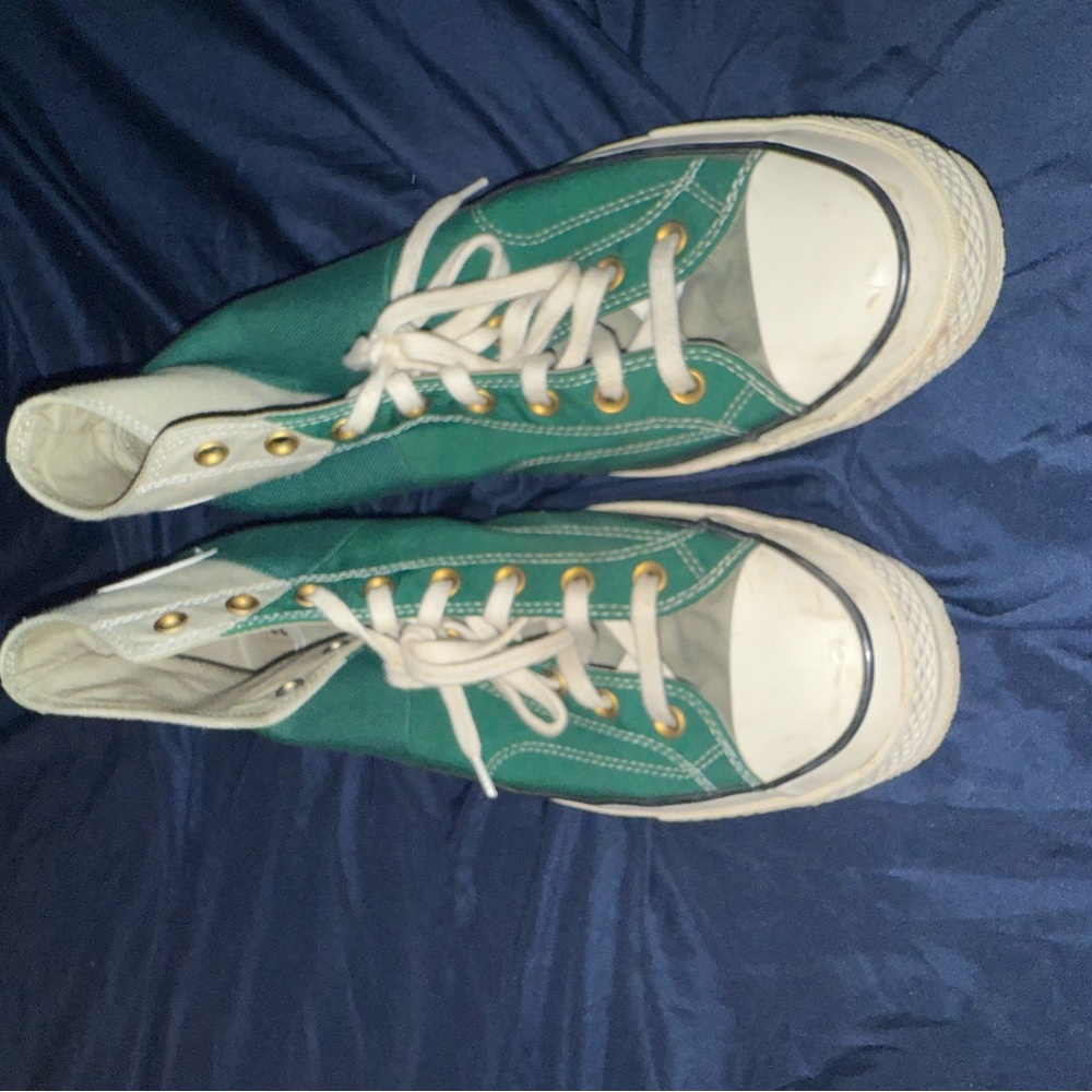 Converse Green and White High-Tops